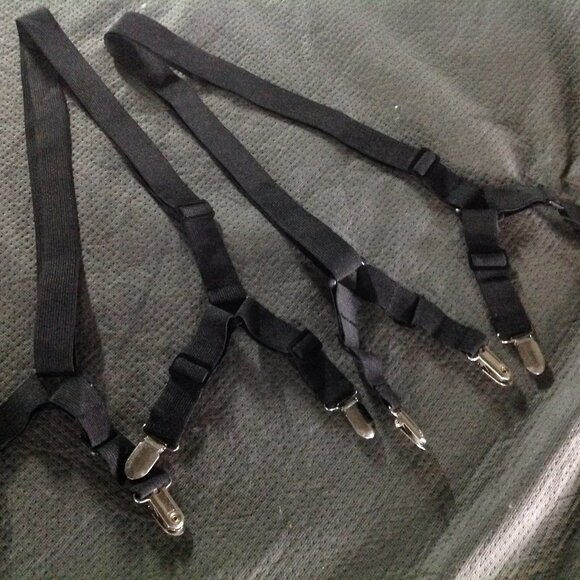 2 Pair of Black Men's Adjustable Suspenders - Picture 1 of 4